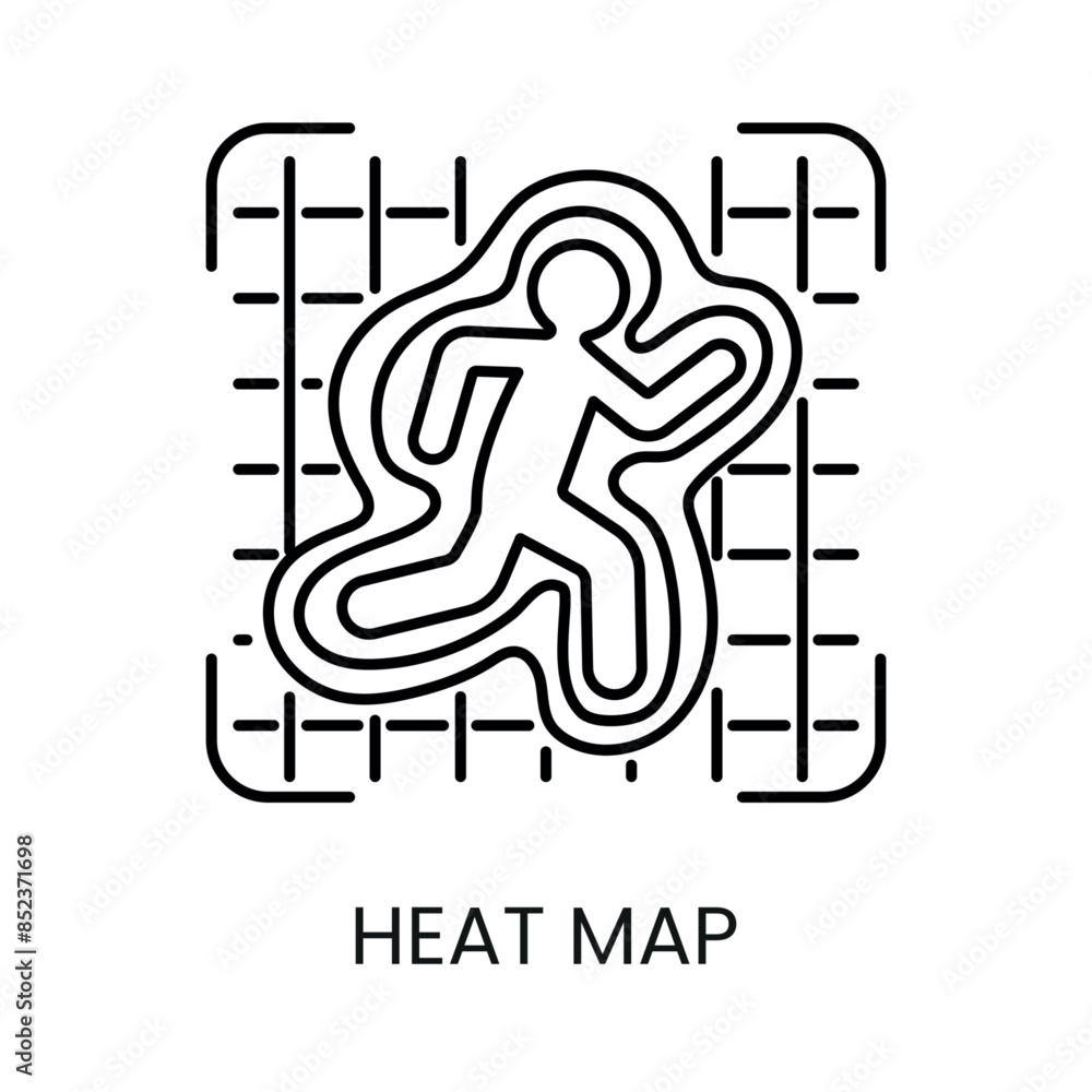 Fototapeta premium Heat map line vector icon with editable stroke