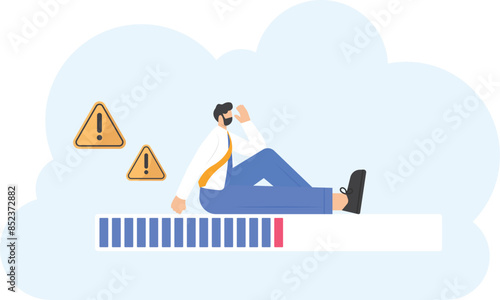problematic update process. the process of downloading the latest patch failed. error when updating the system. a warning notification appears. illustration concept design. graphic elements. vector

