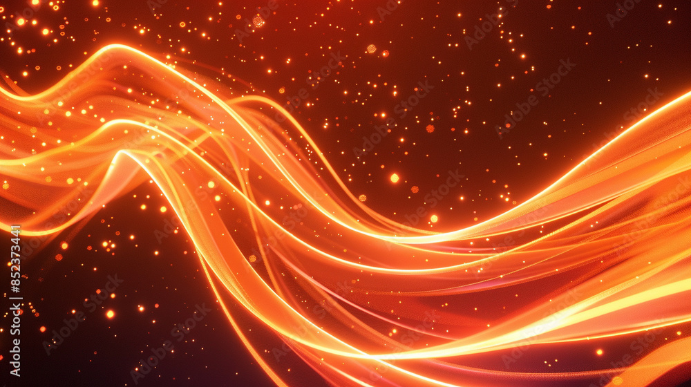 Obraz premium Orange and Beige Neon Wave Background
