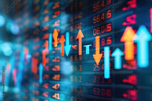 Dynamic Representation of Stock Market Divergence Through Visual Arrows, Depicting Market Movement and Analysis