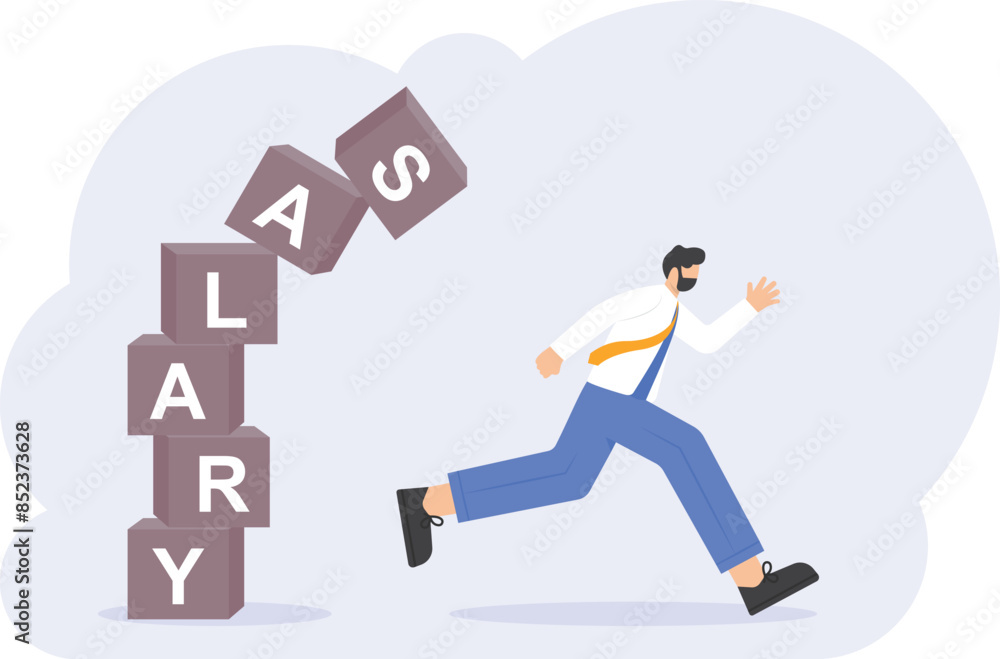 illustration of a worker or employee who is shocked because his salary has decreased. wages are decreasing. salary deduction. financial, income and employment problems. flat style illustration concept illustration of a worker or employee who is shocked because his salary has decreased. wages are decreasing. salary deduction. financial, income and employment problems. flat style illustration concept