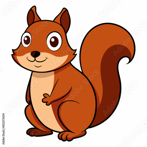 Adorable Squirrel Silhouette Vector Illustration - Cute Cartoon Animal with Big Tail photo