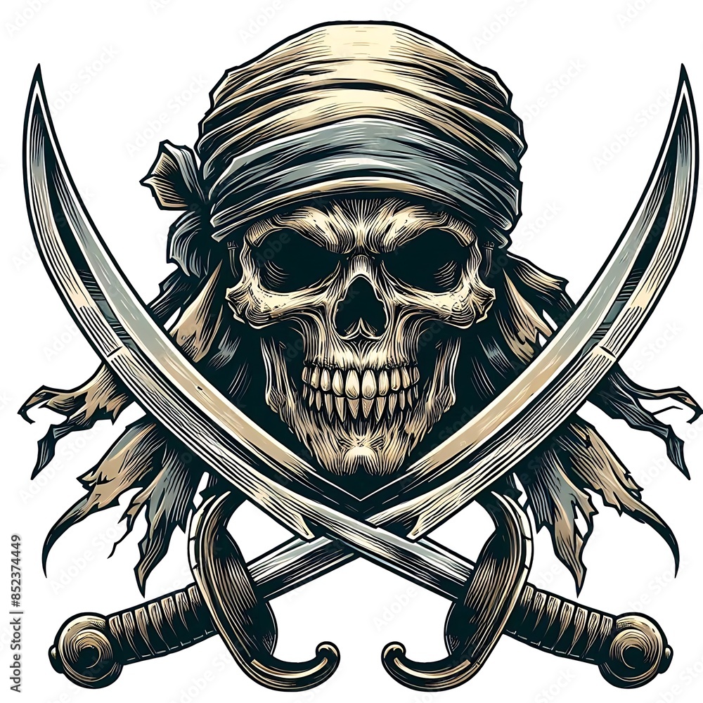 Obraz premium pirate skull with the sword. generative ai