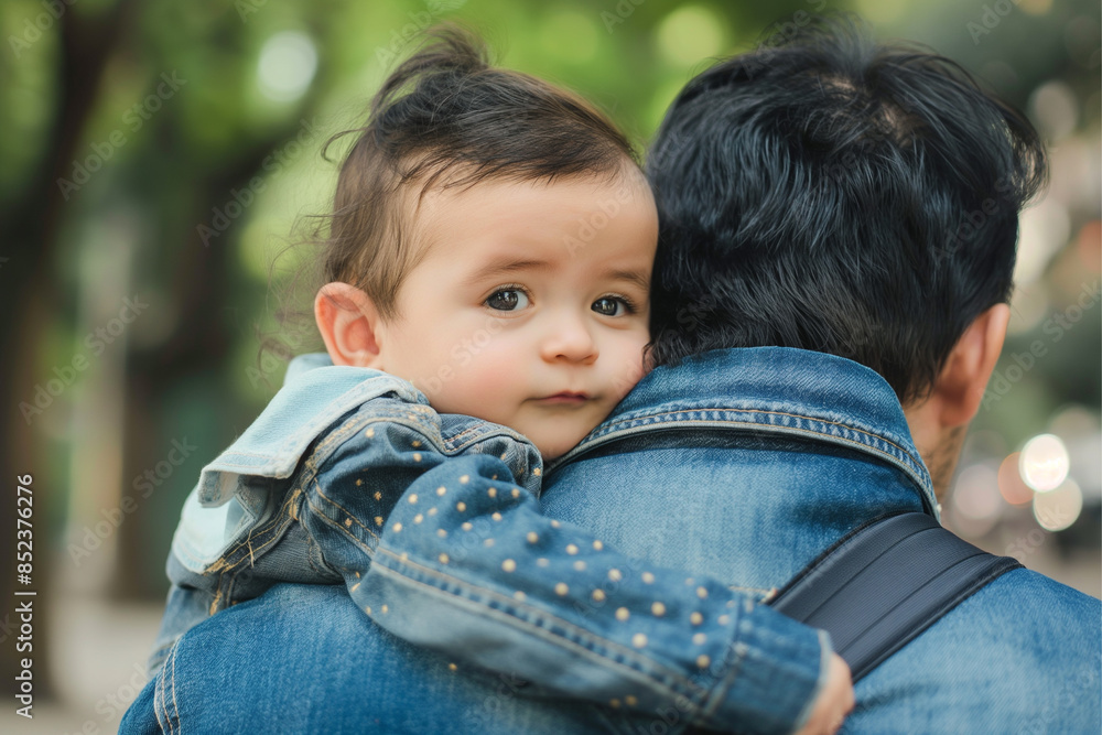 Fototapeta premium Enjoy the happiness of father and son in commemorating Father's Day