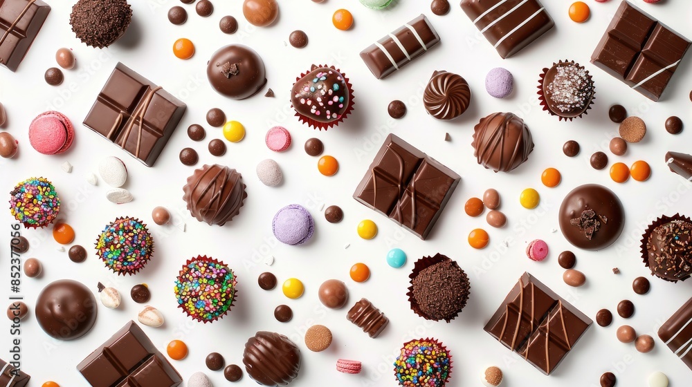 Chocolate and candy against a white backdrop Chocolate and candy against a white backdrop