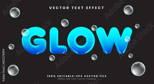 Glowing neon bubble 3d editable text effect Template