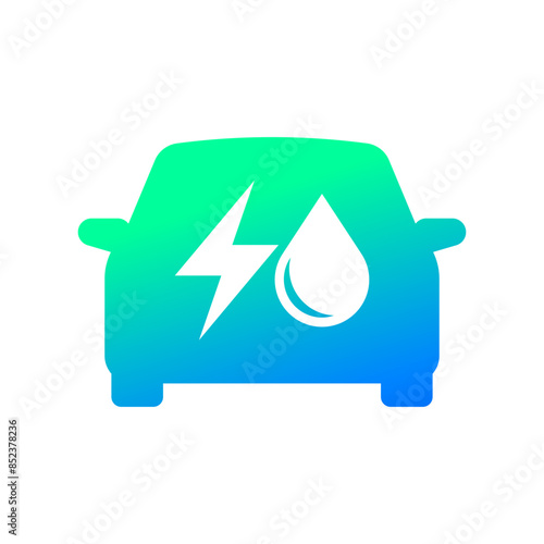Plug-in hybrid electric vehicles icon (PHEV car), Half section part of Electric energy and fuel engine, Vector illustration