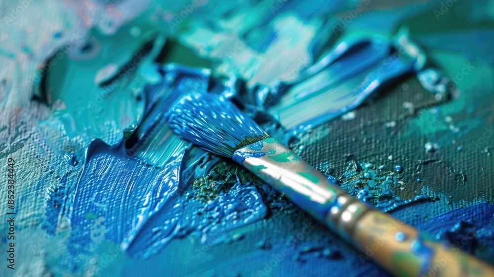 A paint that is colored in shades of blue and green A paint that is colored in shades of blue and green