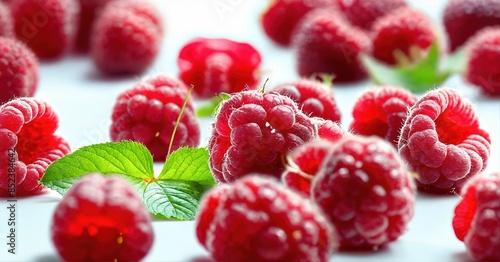 red raspberries isolated on white