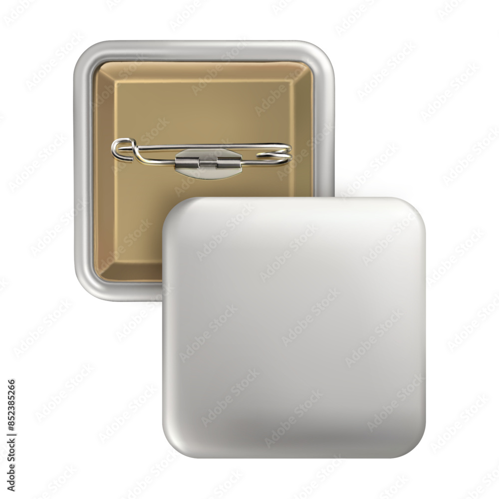 Fotografie Square shape badge pin brooch white color