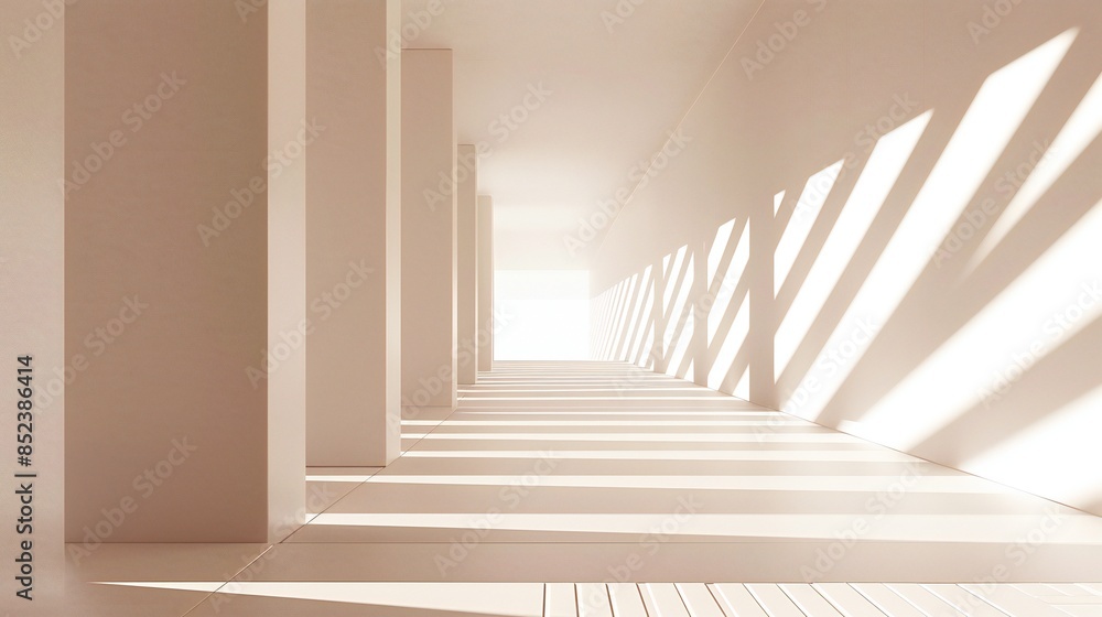 Fototapeta premium Geometric lines in muted hues add depth and texture to minimalist rooms, their straight and orderly arrangement enhancing the overall aesthetic appeal.