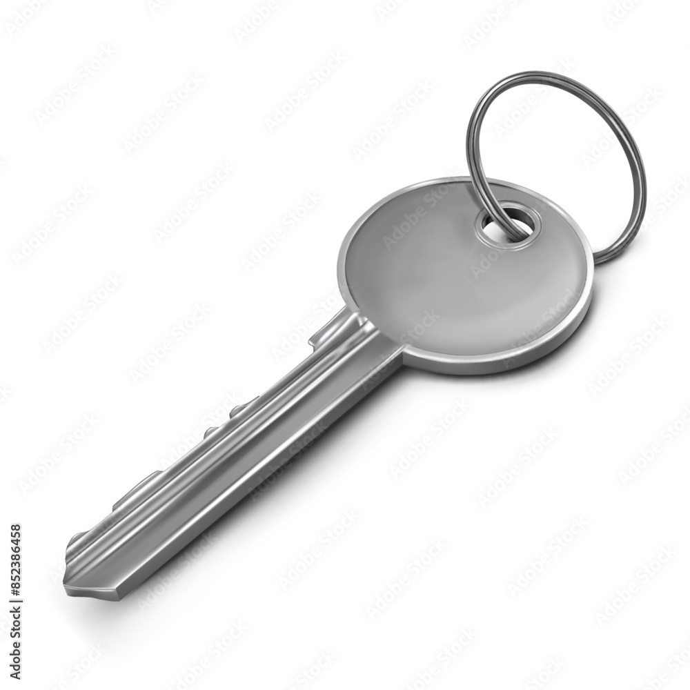 The key to the door of the silver color. Vector realistic illustration isolated on white background. The key to the door of the silver color. Vector realistic illustration isolated on white background.