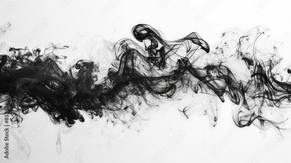 Black smoke against a white backdrop Black smoke against a white backdrop