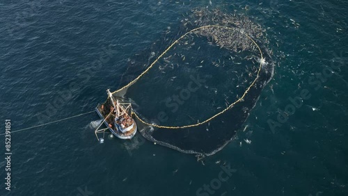 A ship fishing in the sea

