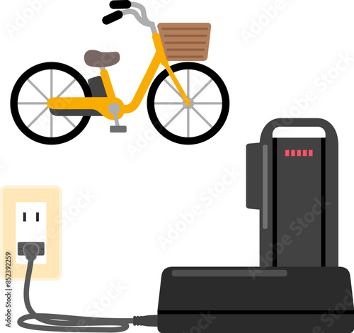 充電中の電動アシスト自転車のバッテリー