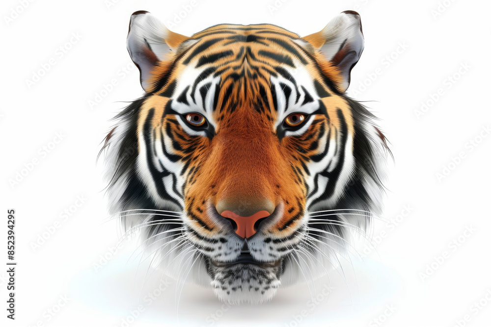 Obraz premium 3d cartoon tiger head icon isolated on white background
