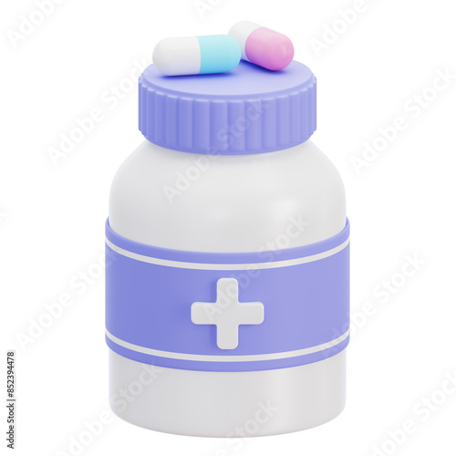 3D pills bottle icon