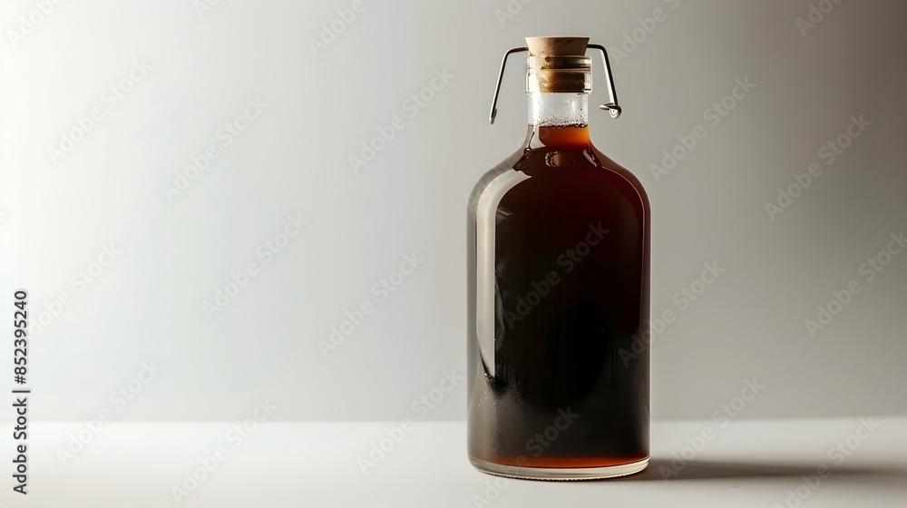 Sleek Cannabis-Infused Cold Brew Coffee Bottle on White Background Sleek Cannabis-Infused Cold Brew Coffee Bottle on White Background