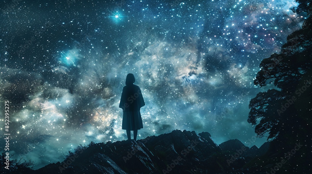 Obraz premium Solitude Beneath a Starry Sky