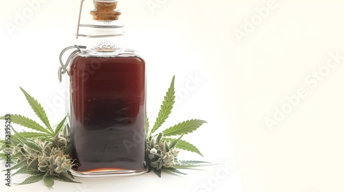 Sleek and Premium Cannabis Infused Cold Brew Coffee Bottle on White Background