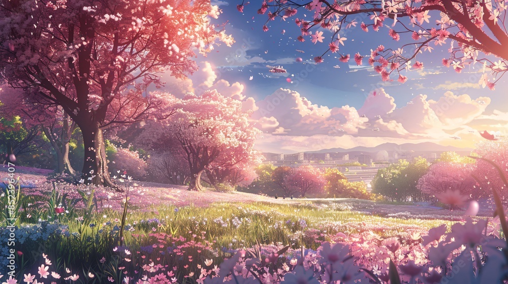 A beautiful, serene landscape with a pink and white color scheme A beautiful, serene landscape with a pink and white color scheme