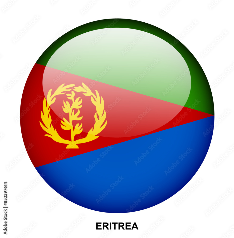 Fototapeta premium ERITREA flag button on white background
