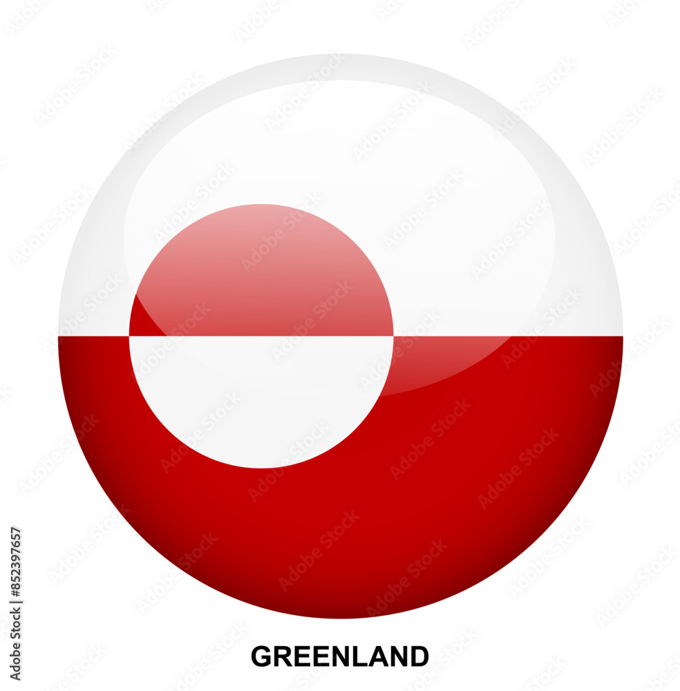 GREENLAND flag button on white background GREENLAND flag button on white background
