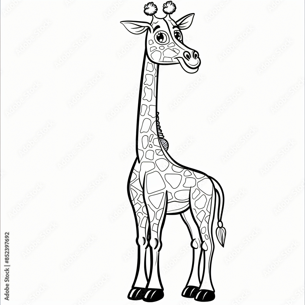 cartoon of a Giraffe children coloring book page cartoon of a Giraffe children coloring book page