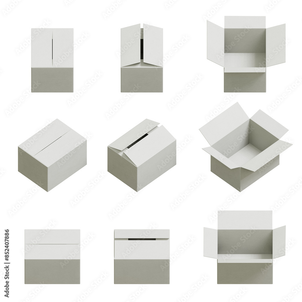 isometric white mock up delivery 3d box set isometric white mock up delivery 3d box set