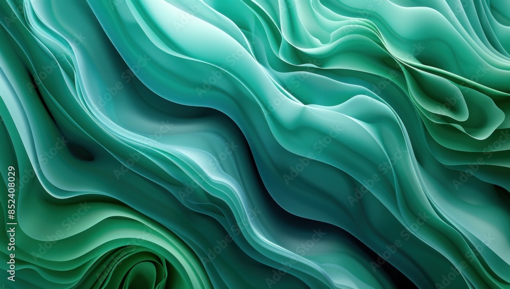 Obraz premium A long, flowing green wave of fabric