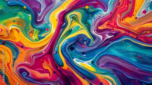 Bold swirls of paint creating a colorful background. © HASHMAT