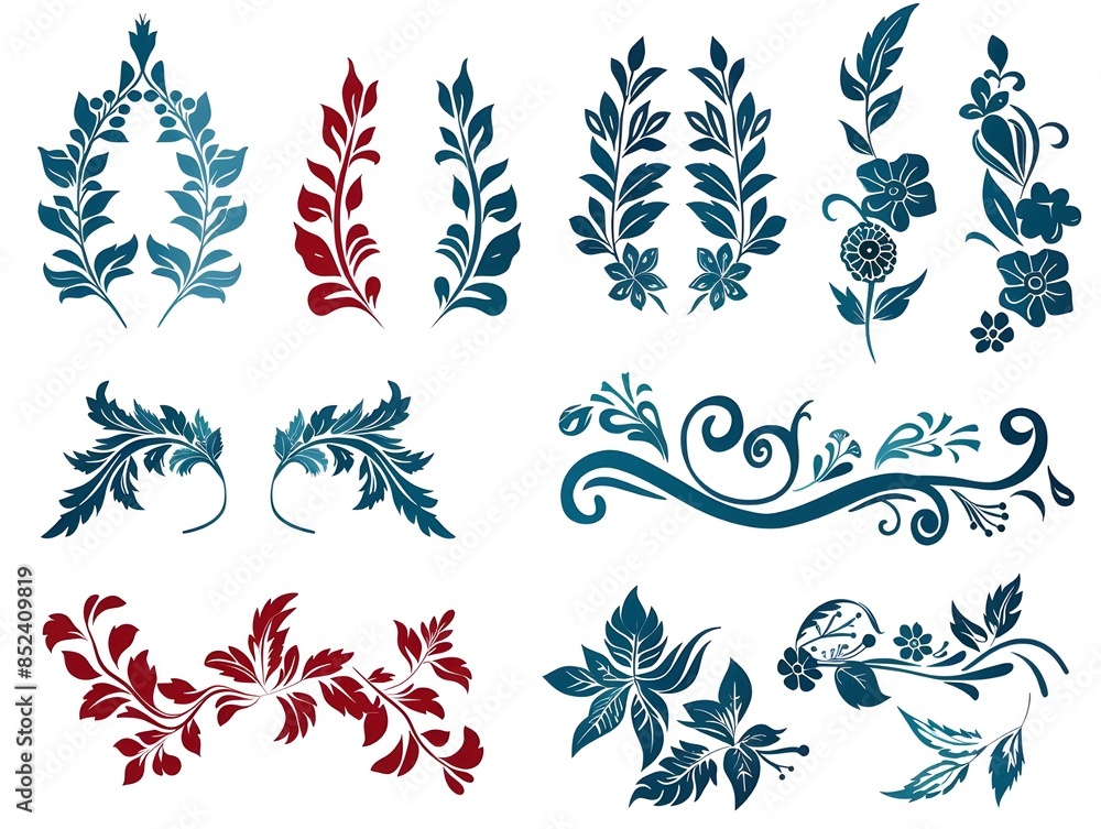 set of floral elements set of floral elements
