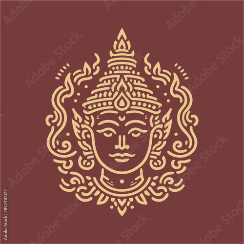 Buddha Characters Of Ramayana Thai Art Background Pattern Vector