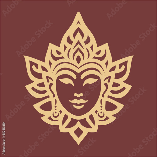 Thai head character.Buddha Characters Of Ramayana Thai Art Background Pattern Vector