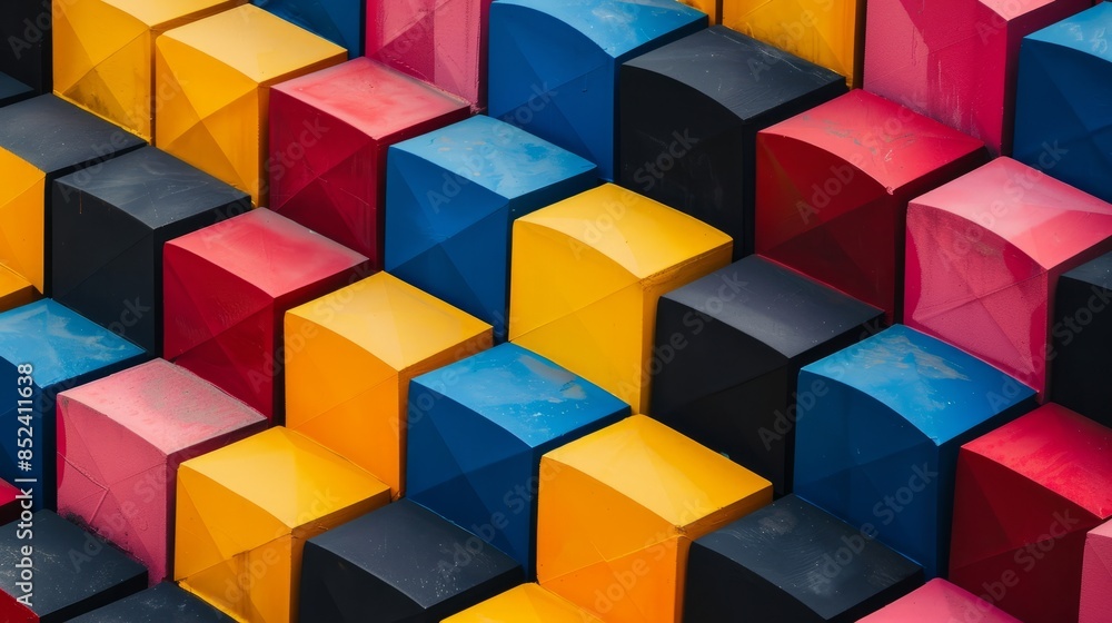 Colorful Geometric Pattern with Cube Shapes. Colorful Geometric Pattern with Cube Shapes.