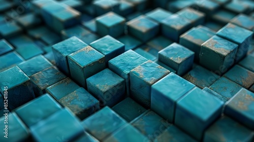 Abstract Blue Cube Pattern.