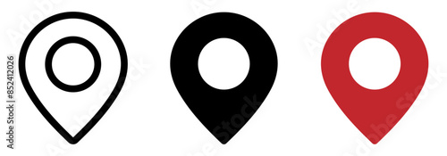 location pin icon symbol sign isolated on transparent background, map flat vector icons set