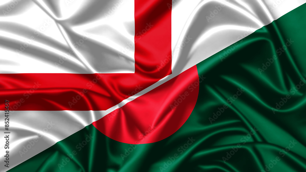 Obraz premium United waving flag of Bangladesh and England