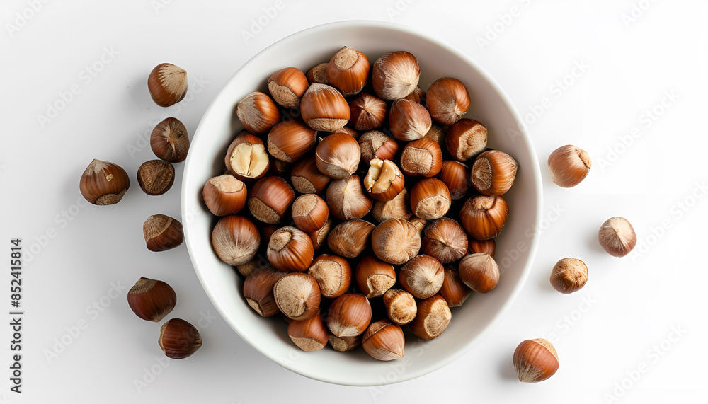 white bowl with raw hazelnut kernels on a white background. Bowl with tasty organic hazelnuts on white background white bowl with raw hazelnut kernels on a white background. Bowl with tasty organic hazelnuts on white background