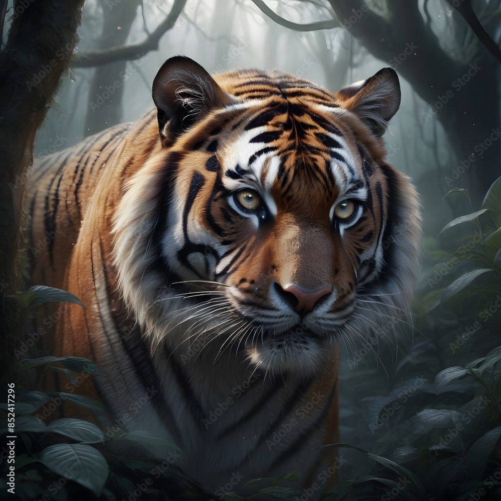 Fototapeta premium Tiger in the Jungle Mist