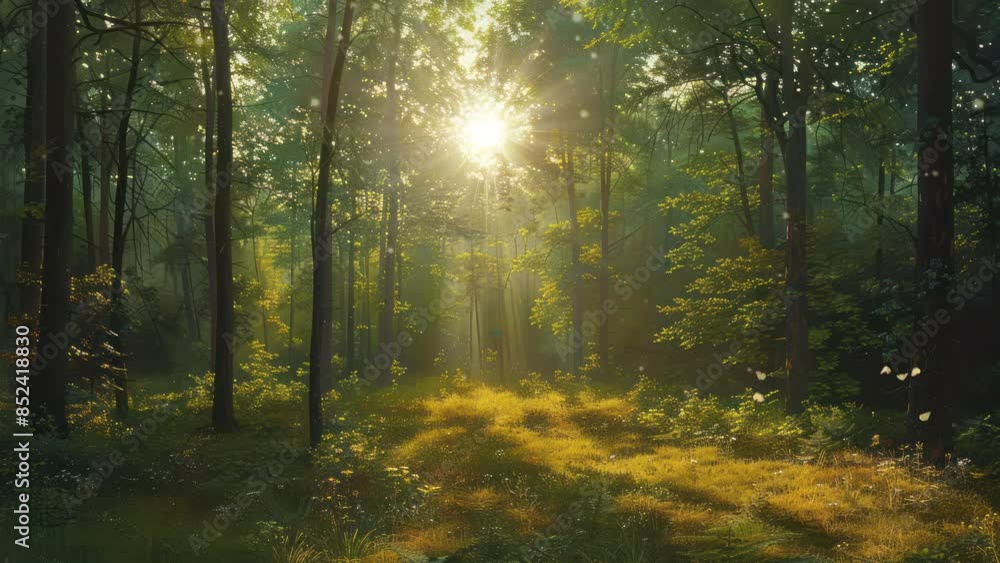 Sunlit Forest with Greenery Sunlit Forest with Greenery