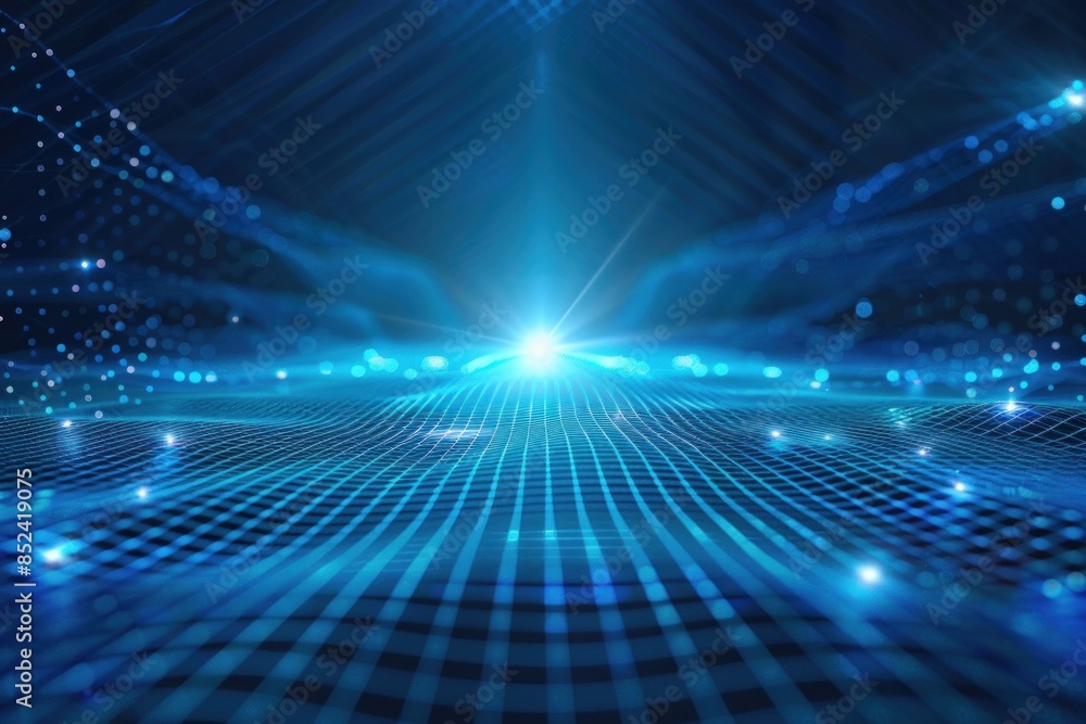 A blue background with a bright light shining on it A blue background with a bright light shining on it