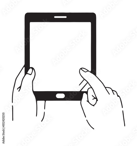 タブレットを操作する様子