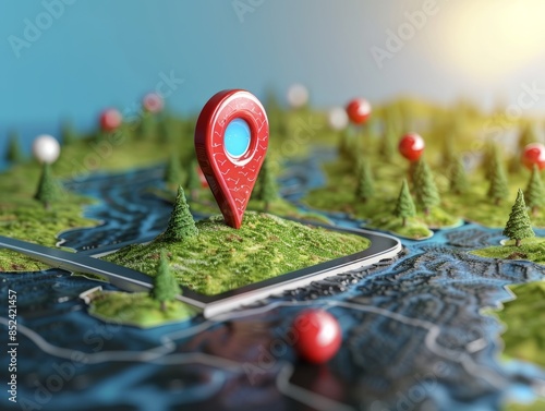 Local SEO concept with map and pin point for business location. Concept Local SEO, Google Maps, Pinpoint Location, Business Directory, Search Engine Optimization