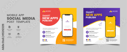 Editable creative business app ad post banner design template. Web banner ads for promotion	