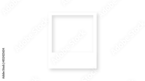Black photo frame on wall. Square frame set. Blank pictures. Vector decoration element. 3D poster with shadow for presentations. Poster frame mockup. Vector illustration