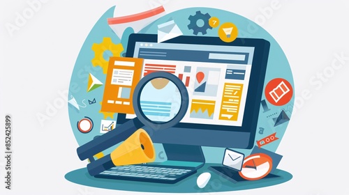 Wallpaper Mural A computer monitor with a magnifying glass on it and a large, bright red Torontodigital.ca