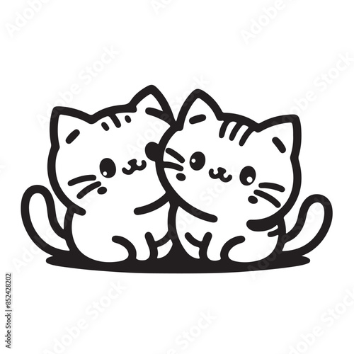 a cute vector silhouette illustration cat