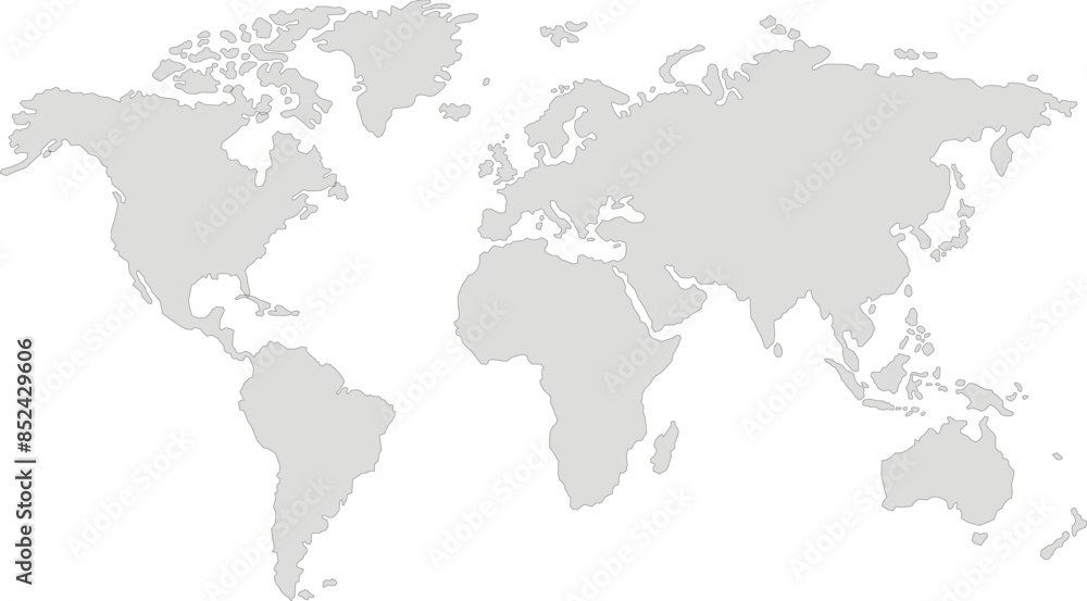 Detailed world map. Isolated world map. Isolated on white background. Vector illustration. Detailed world map. Isolated world map. Isolated on white background. Vector illustration.