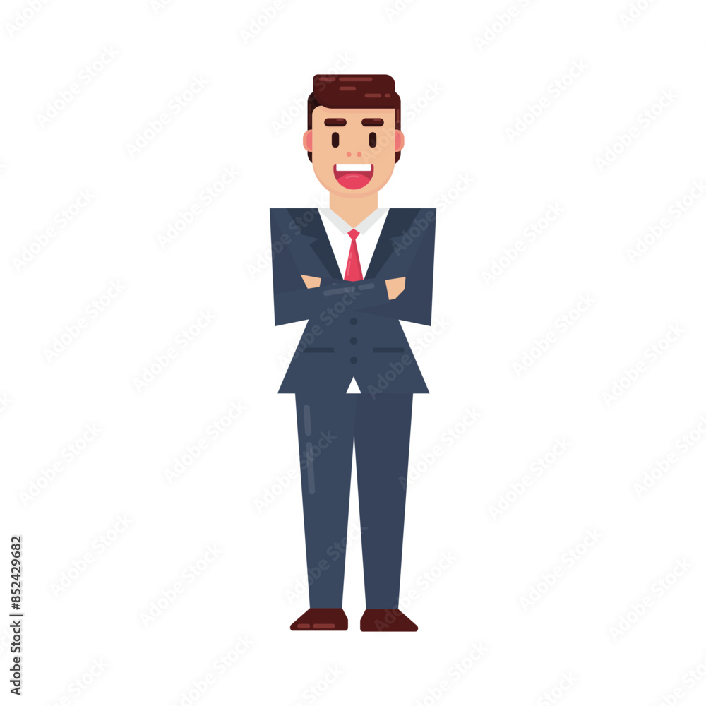 Businessman geometric shape flat design character illustration isolated white background Businessman geometric shape flat design character illustration isolated white background